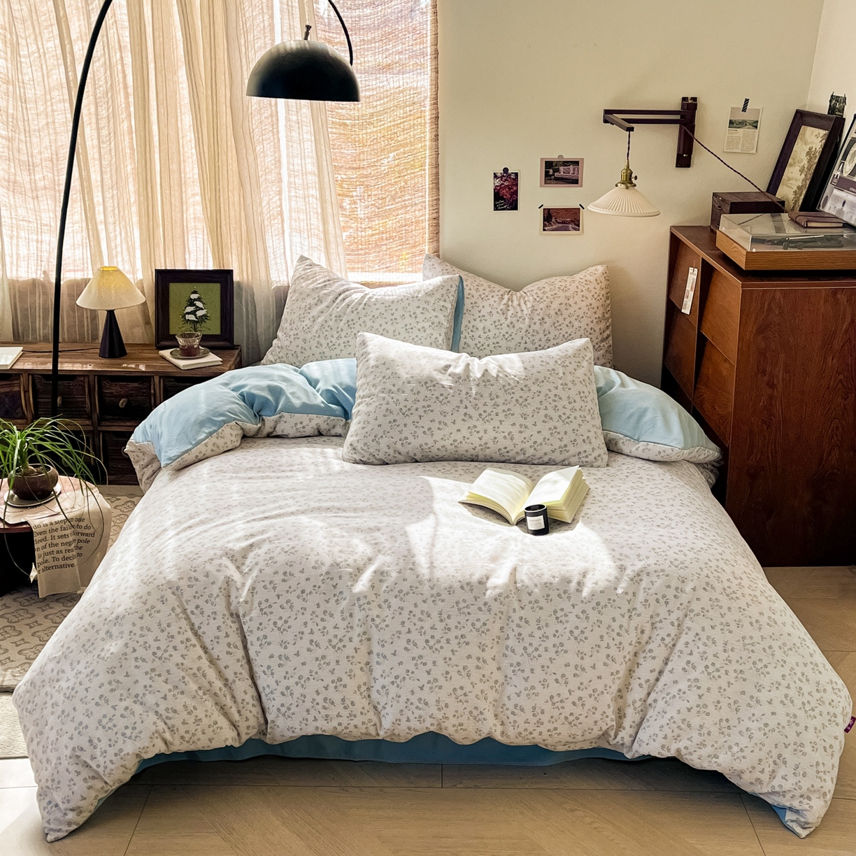 91家纺网 家纺一手货源 找家纺 金梦拉家纺 2026新款色织棉麻棉纱小露麻四件套 兰织梦