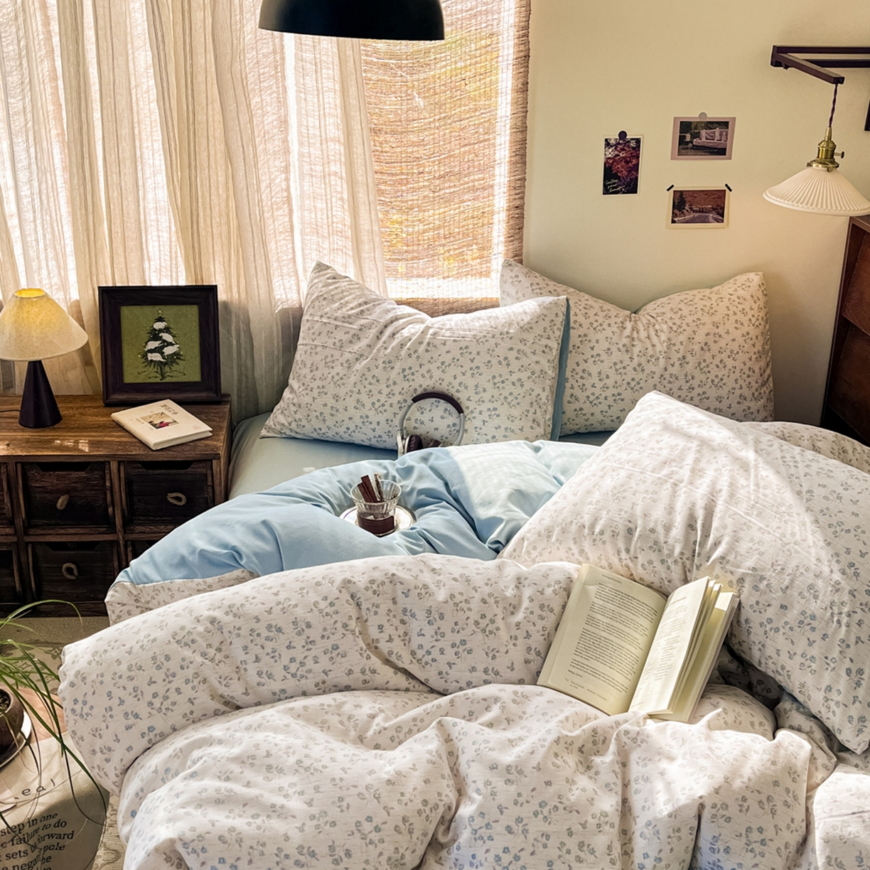 91家纺网 家纺一手货源 找家纺 金梦拉家纺 2026新款色织棉麻棉纱小露麻四件套 兰织梦