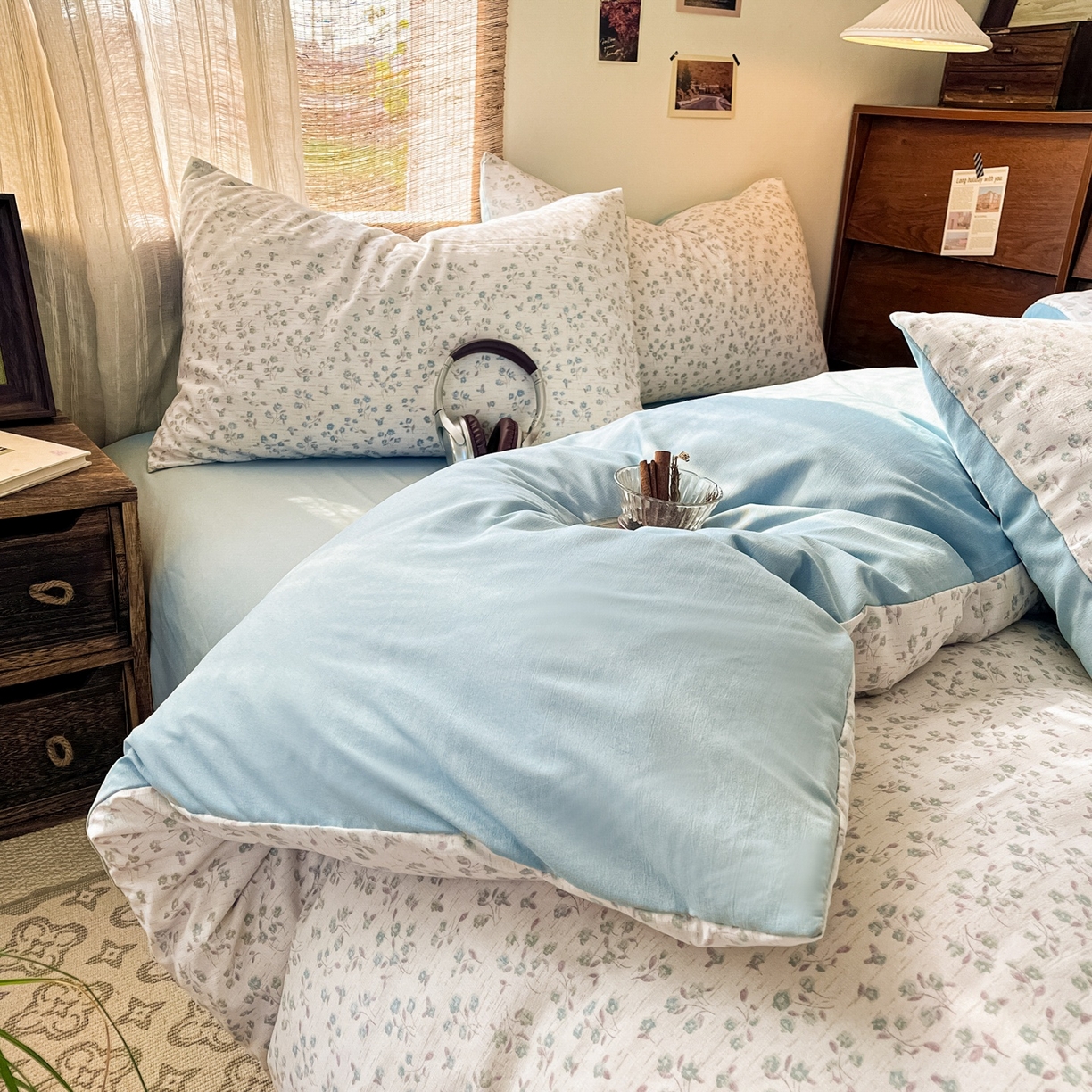 91家纺网 家纺一手货源 找家纺 金梦拉家纺 2026新款色织棉麻棉纱小露麻四件套 兰织梦