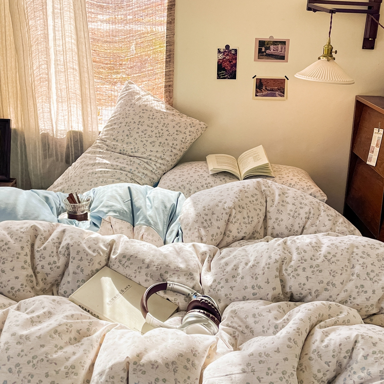 91家纺网 家纺一手货源 找家纺 金梦拉家纺 2026新款色织棉麻棉纱小露麻四件套 兰织梦