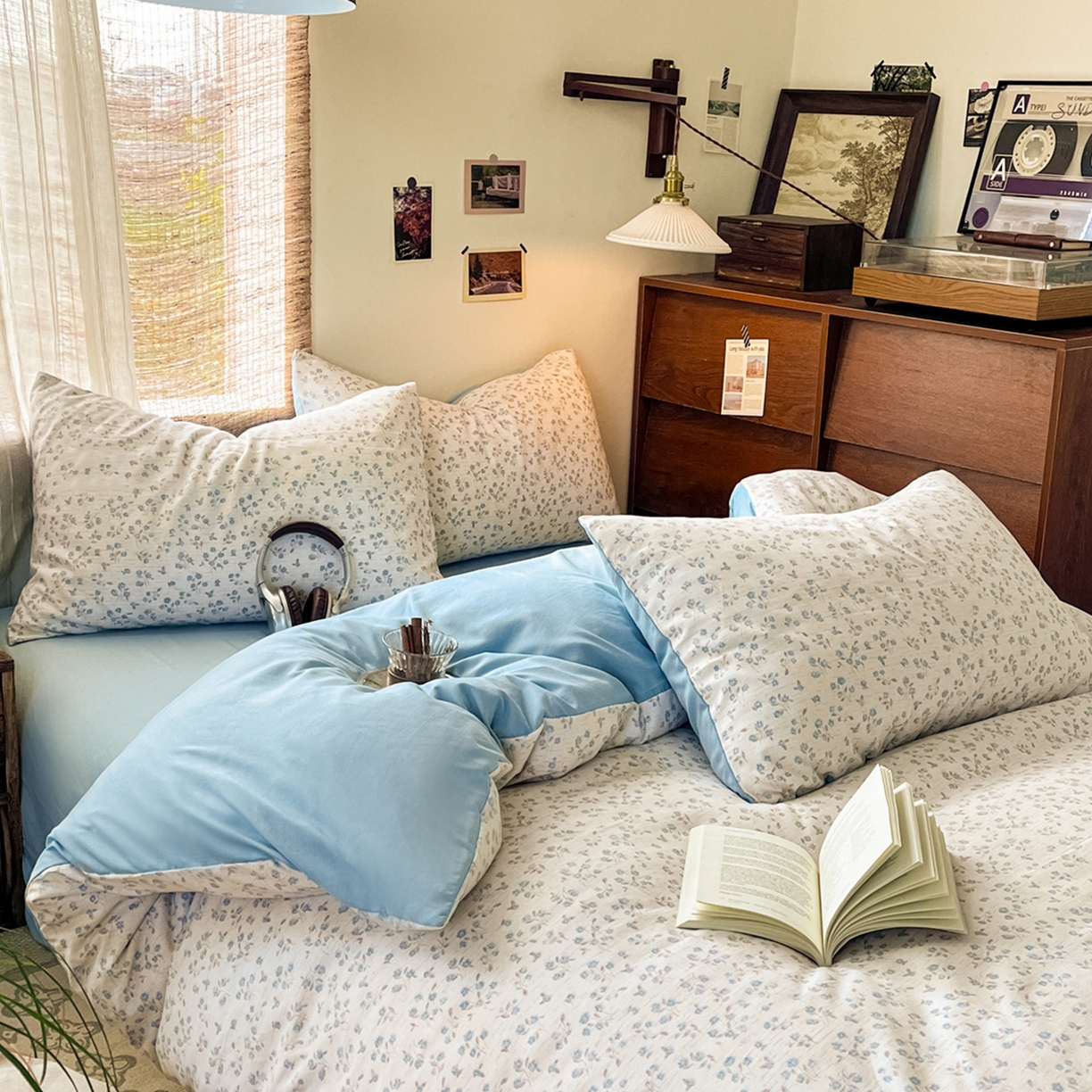 91家纺网 家纺一手货源 找家纺 金梦拉家纺 2026新款色织棉麻棉纱小露麻四件套 兰织梦