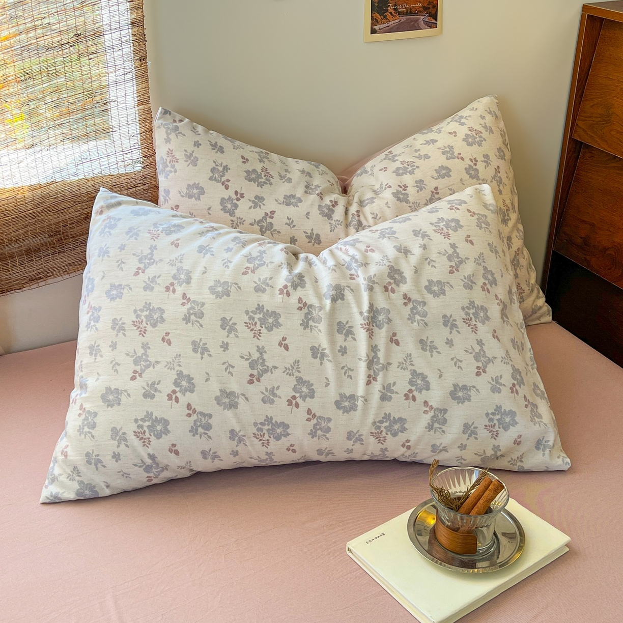 91家纺网 家纺一手货源 找家纺 金梦拉家纺 2026新款色织棉麻棉纱小露麻四件套 梨花季