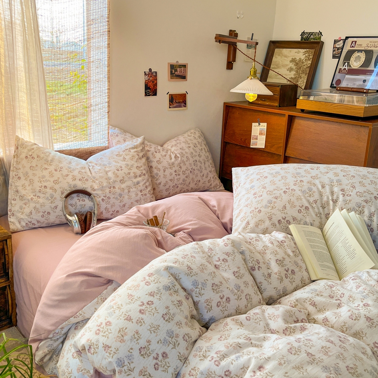 91家纺网 家纺一手货源 找家纺 金梦拉家纺 2026新款色织棉麻棉纱小露麻四件套 弥花季