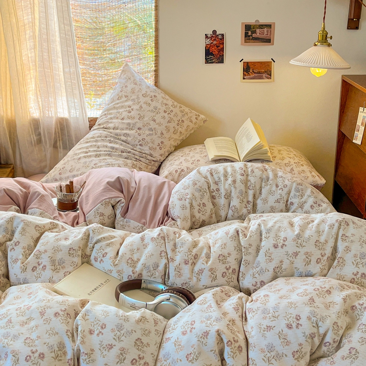 91家纺网 家纺一手货源 找家纺 金梦拉家纺 2026新款色织棉麻棉纱小露麻四件套 弥花季