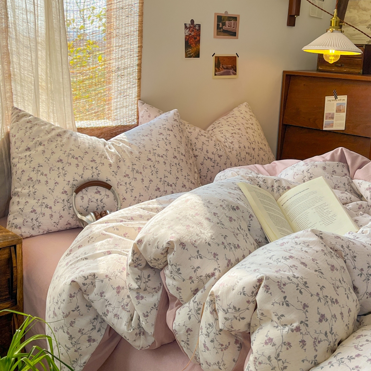 91家纺网 家纺一手货源 找家纺 金梦拉家纺 2026新款色织棉麻棉纱小露麻四件套 南枝