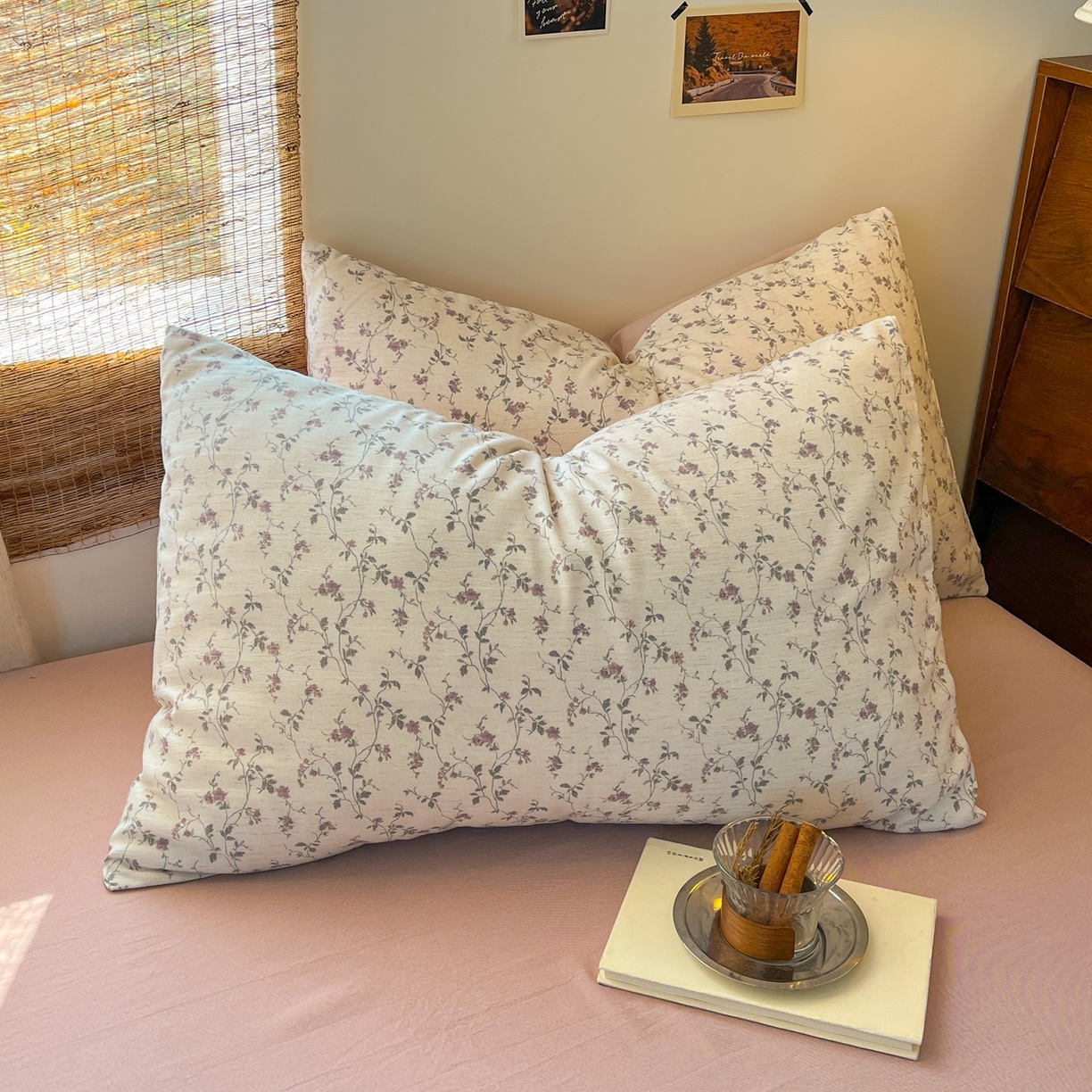 91家纺网 家纺一手货源 找家纺 金梦拉家纺 2026新款色织棉麻棉纱小露麻四件套 南枝