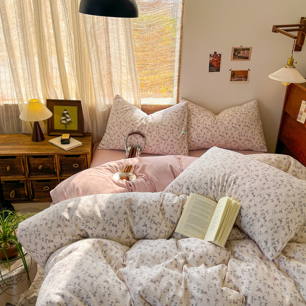 91家纺网 家纺一手货源 找家纺 金梦拉家纺 2026新款色织棉麻棉纱小露麻四件套 南枝