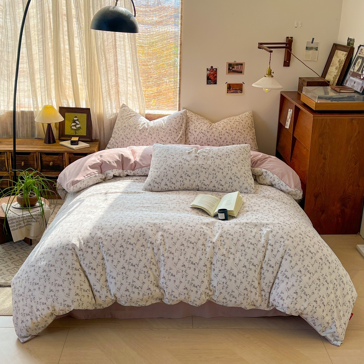 91家纺网 家纺一手货源 找家纺 金梦拉家纺 2026新款色织棉麻棉纱小露麻四件套 南枝