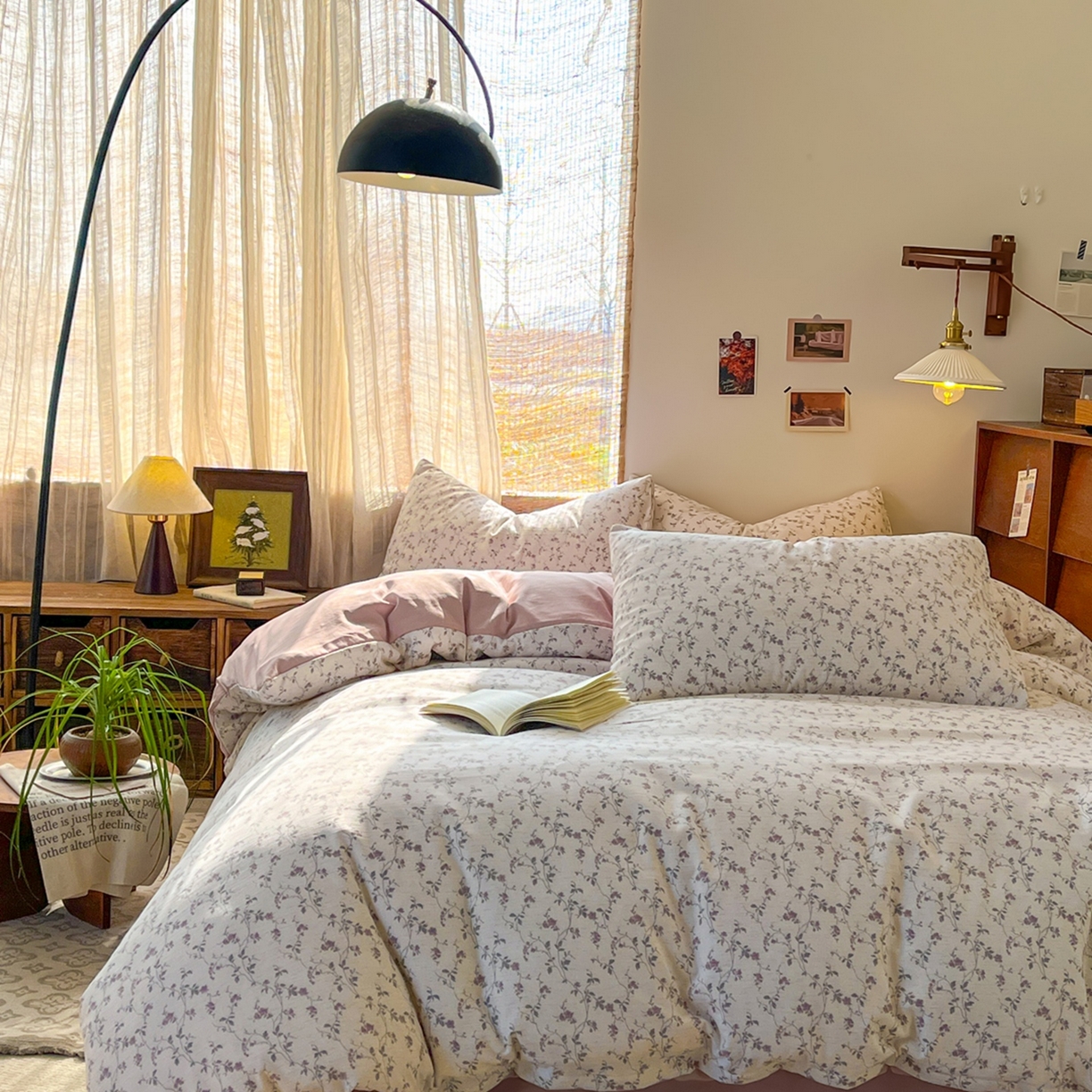 91家纺网 家纺一手货源 找家纺 金梦拉家纺 2026新款色织棉麻棉纱小露麻四件套 南枝