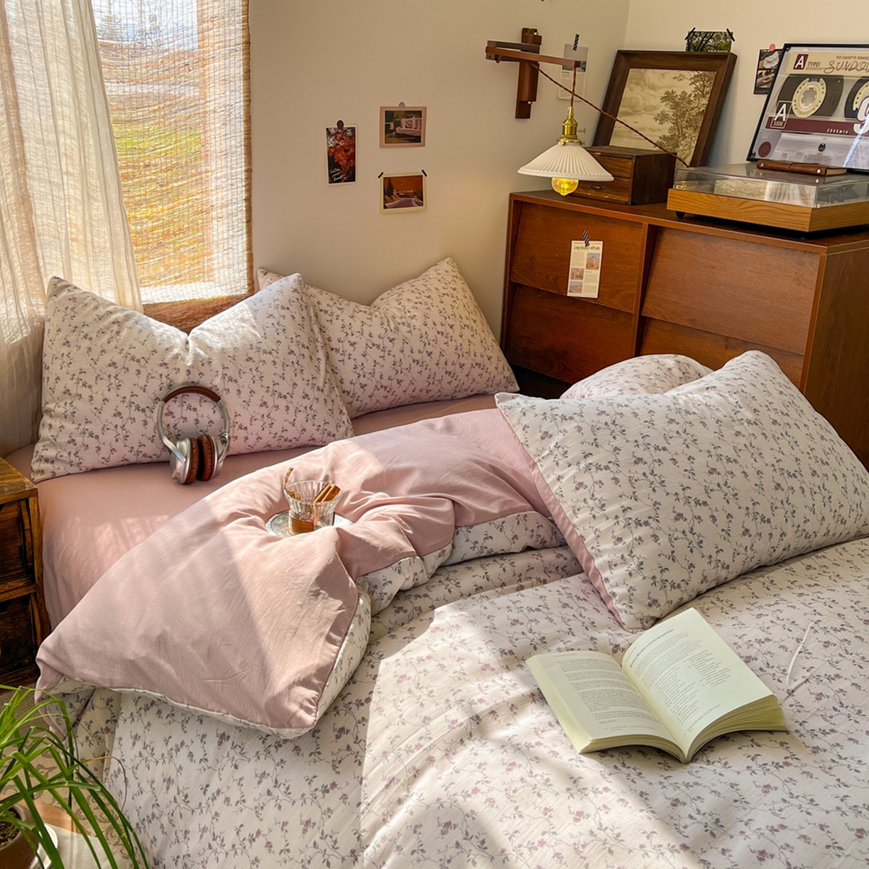 91家纺网 家纺一手货源 找家纺 金梦拉家纺 2026新款色织棉麻棉纱小露麻四件套 南枝