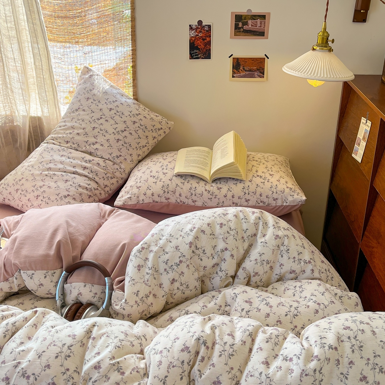 91家纺网 家纺一手货源 找家纺 金梦拉家纺 2026新款色织棉麻棉纱小露麻四件套 南枝