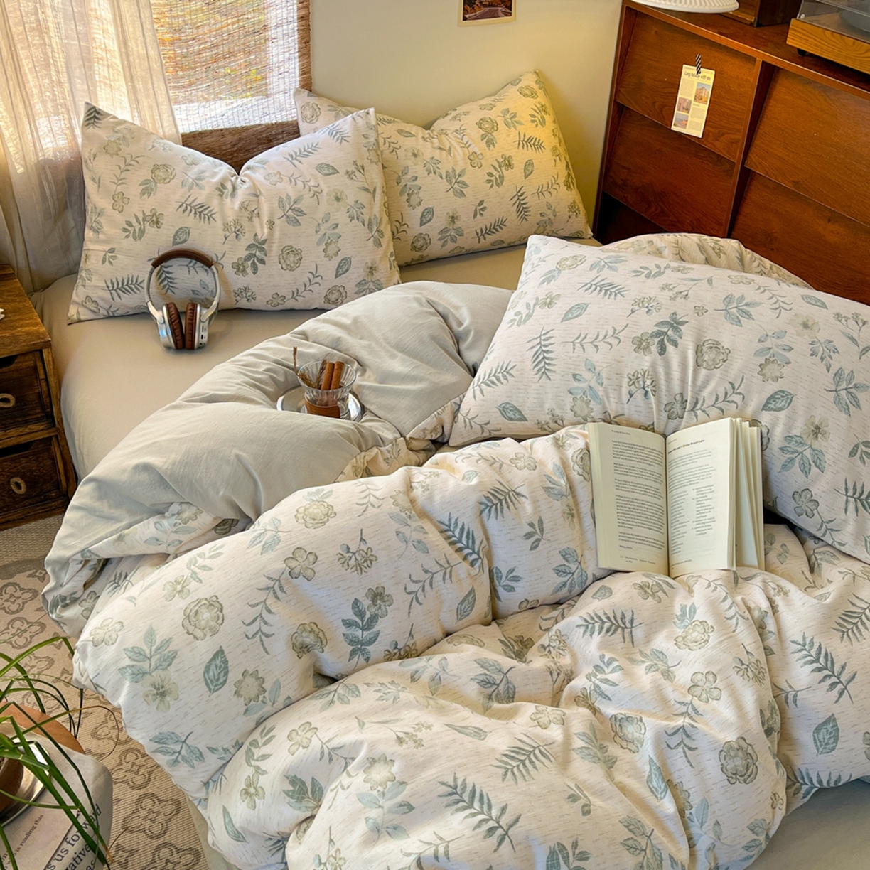 91家纺网 家纺一手货源 找家纺 金梦拉家纺 2026新款色织棉麻棉纱小露麻四件套 手写信