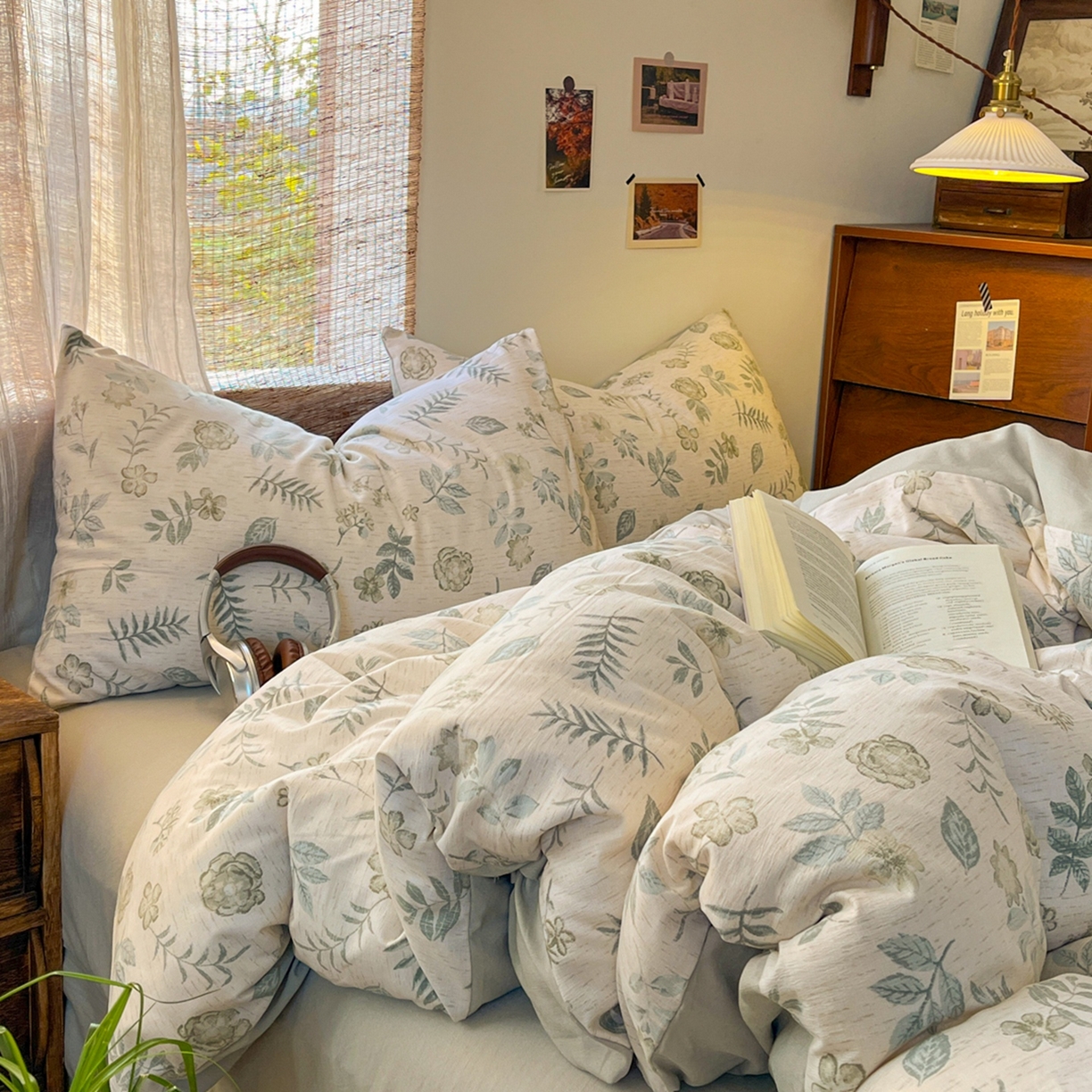 91家纺网 家纺一手货源 找家纺 金梦拉家纺 2026新款色织棉麻棉纱小露麻四件套 手写信