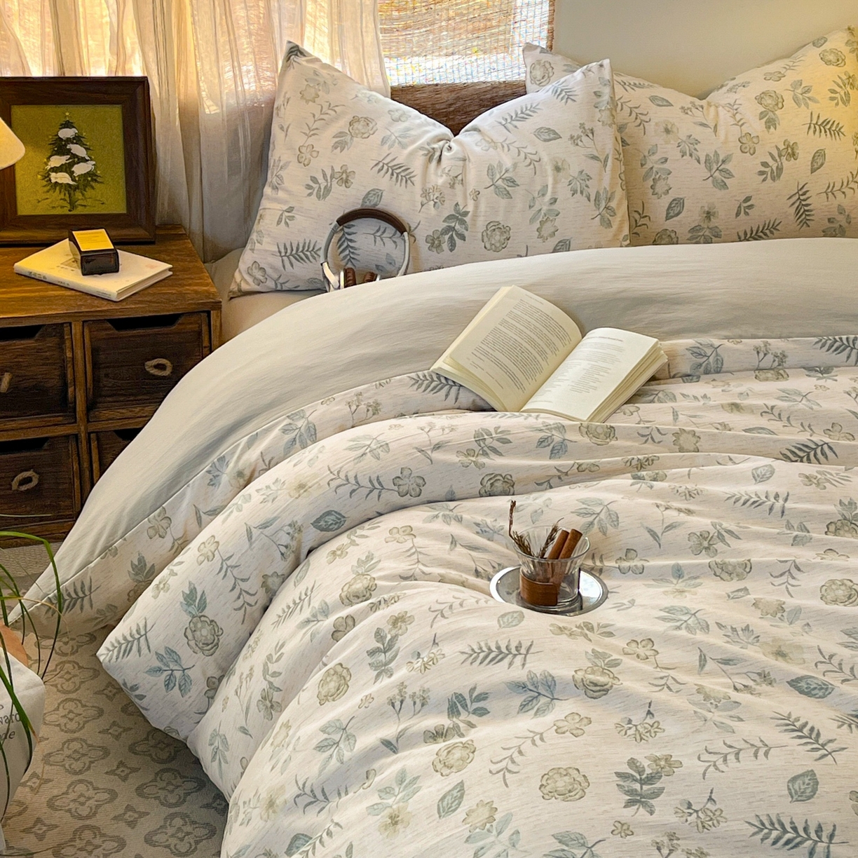 91家纺网 家纺一手货源 找家纺 金梦拉家纺 2026新款色织棉麻棉纱小露麻四件套 手写信