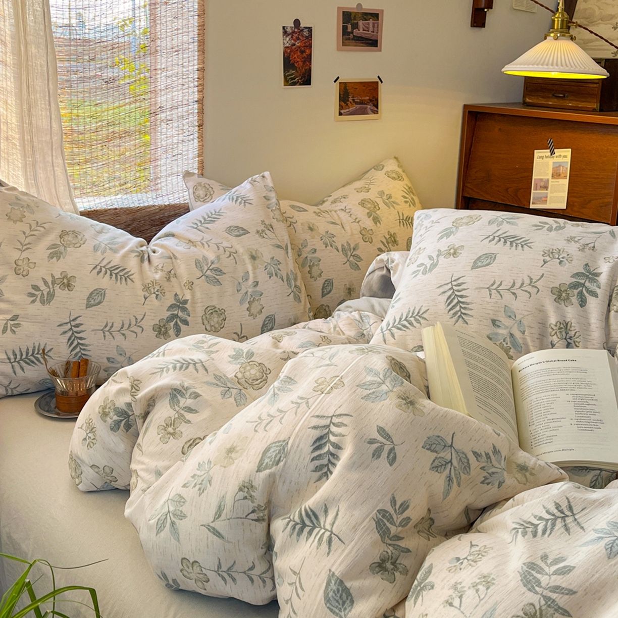 91家纺网 家纺一手货源 找家纺 金梦拉家纺 2026新款色织棉麻棉纱小露麻四件套 手写信