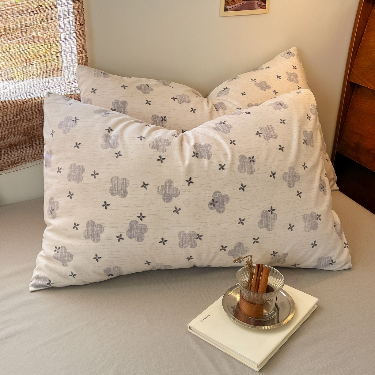 91家纺网 家纺一手货源 找家纺 金梦拉家纺 2026新款色织棉麻棉纱小露麻四件套 四叶草