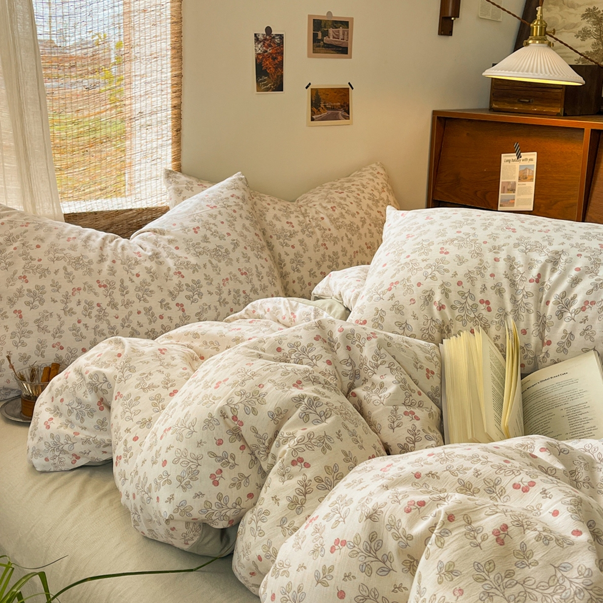 91家纺网 家纺一手货源 找家纺 金梦拉家纺 2026新款色织棉麻棉纱小露麻四件套 甜梦