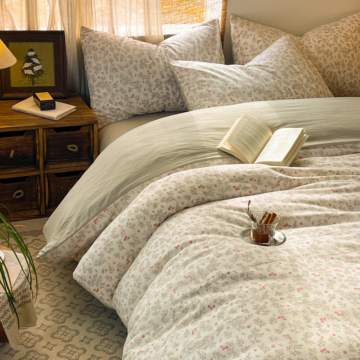 91家纺网 家纺一手货源 找家纺 金梦拉家纺 2026新款色织棉麻棉纱小露麻四件套 甜梦