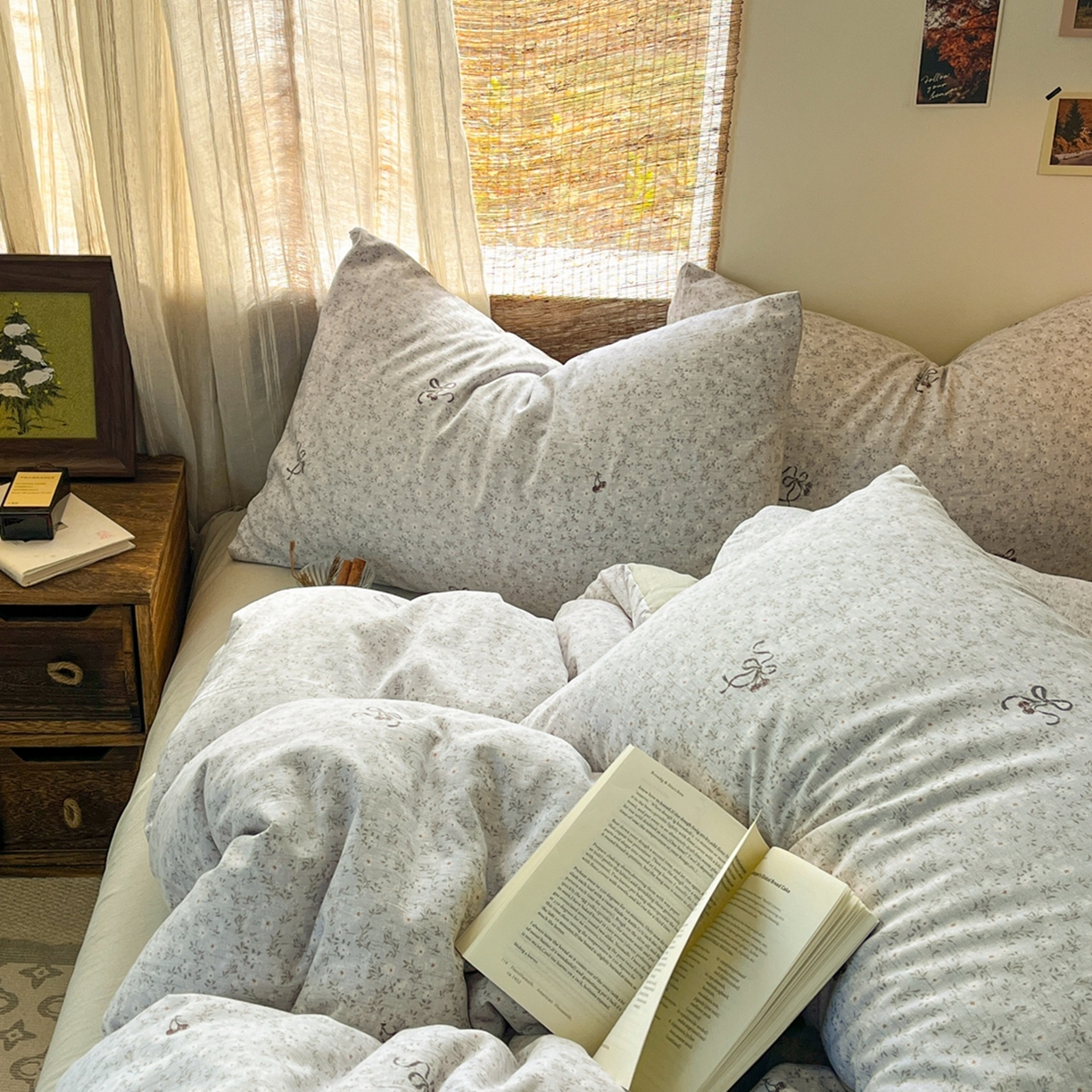 91家纺网 家纺一手货源 找家纺 金梦拉家纺 2026新款色织棉麻棉纱小露麻四件套 小津绿