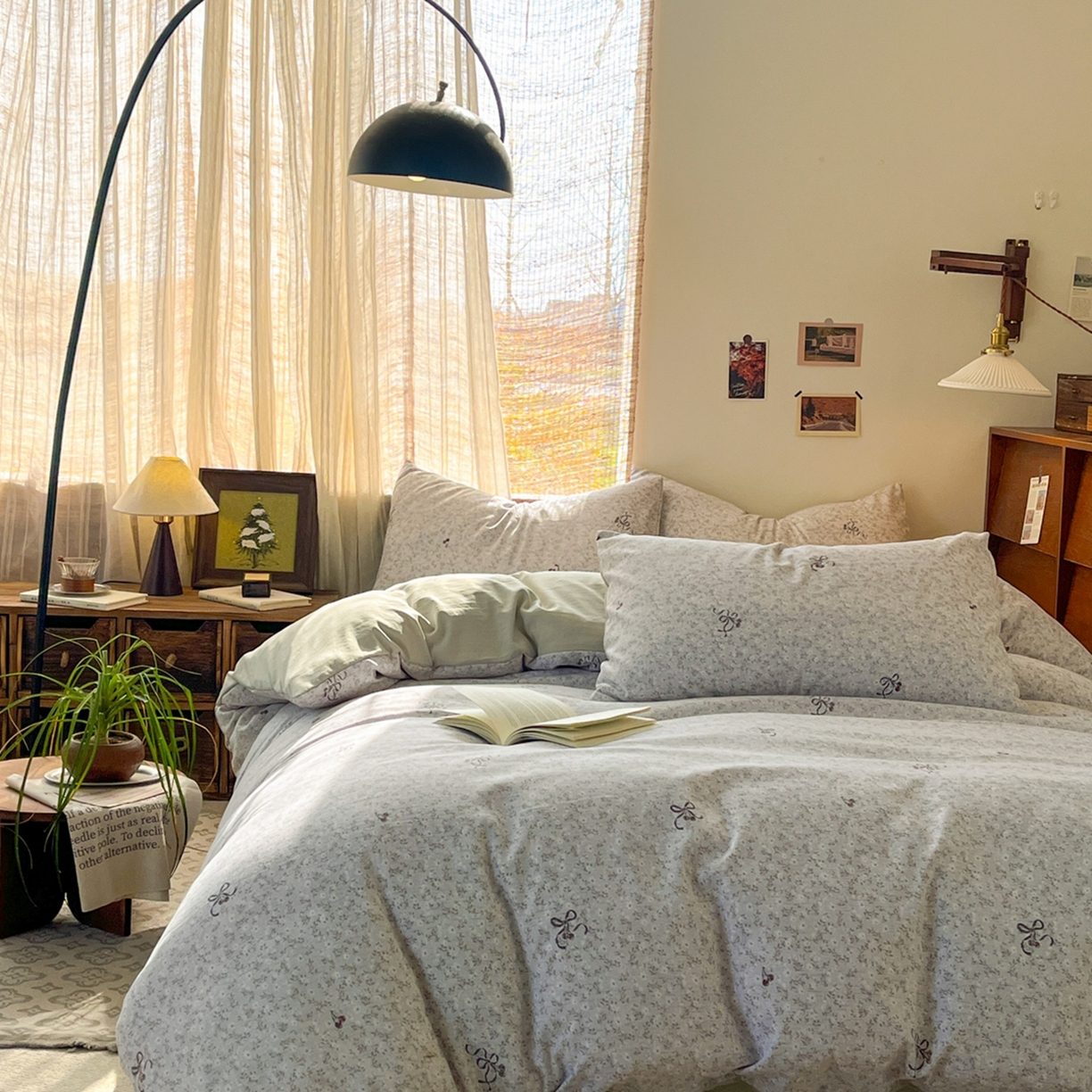 91家纺网 家纺一手货源 找家纺 金梦拉家纺 2026新款色织棉麻棉纱小露麻四件套 小津绿