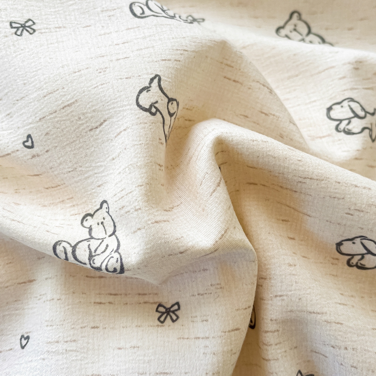 91家纺网 家纺一手货源 找家纺 金梦拉家纺 2026新款色织棉麻棉纱小露麻四件套 小熊