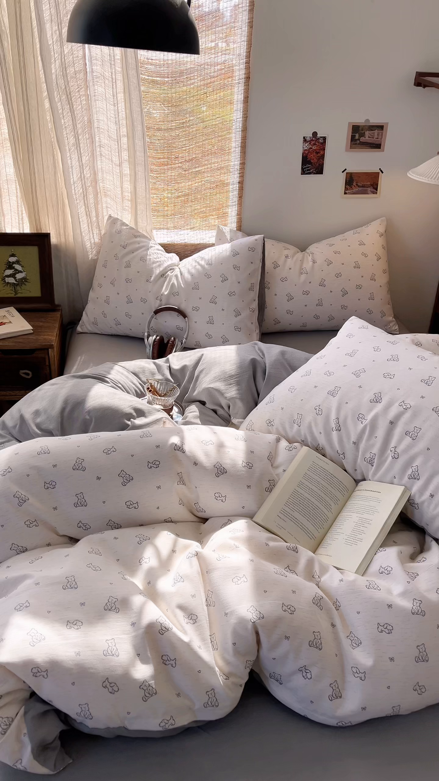 91家纺网 家纺一手货源 找家纺 金梦拉家纺 2026新款色织棉麻棉纱小露麻四件套 小熊