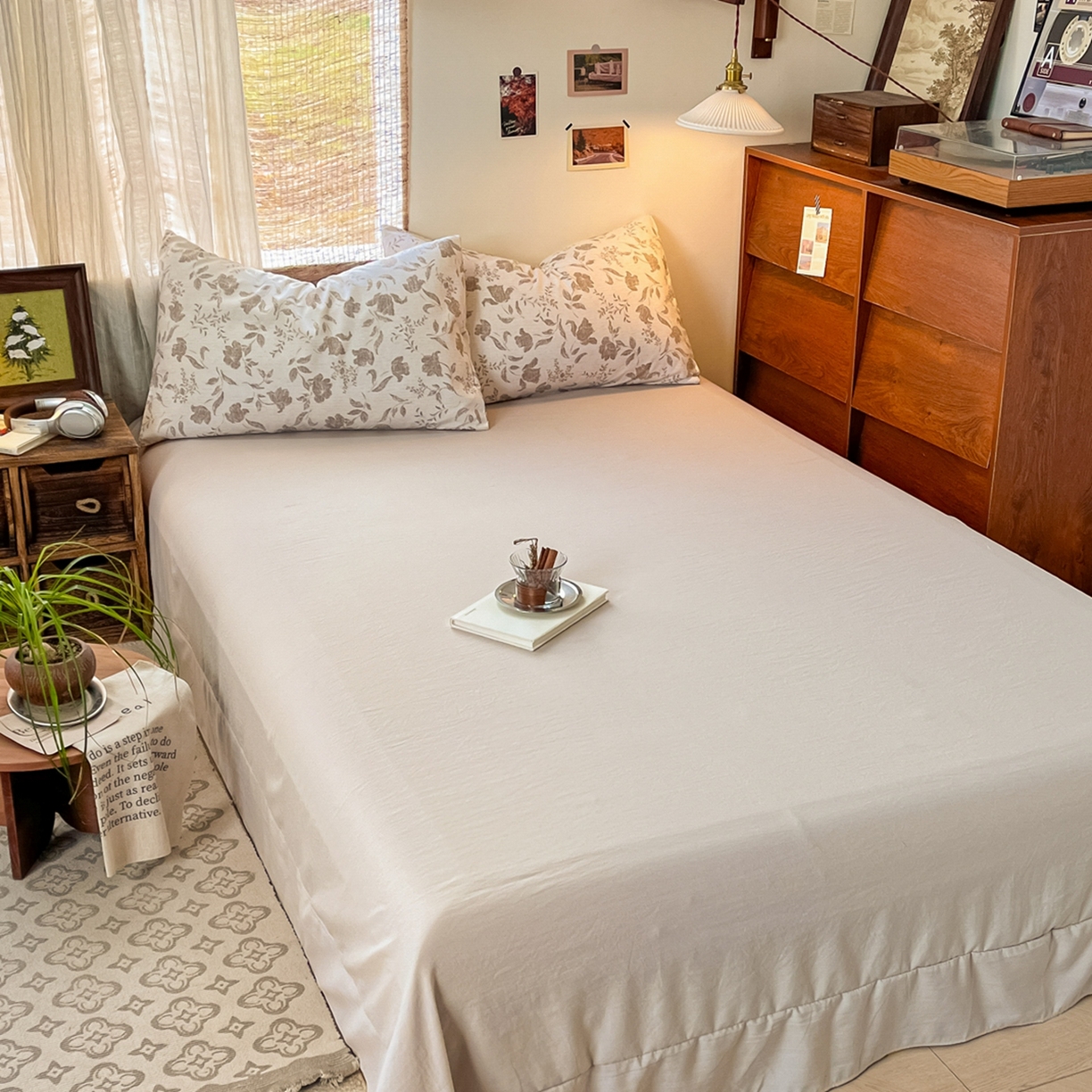 91家纺网 家纺一手货源 找家纺 金梦拉家纺 2026新款色织棉麻棉纱小露麻四件套 枕边书