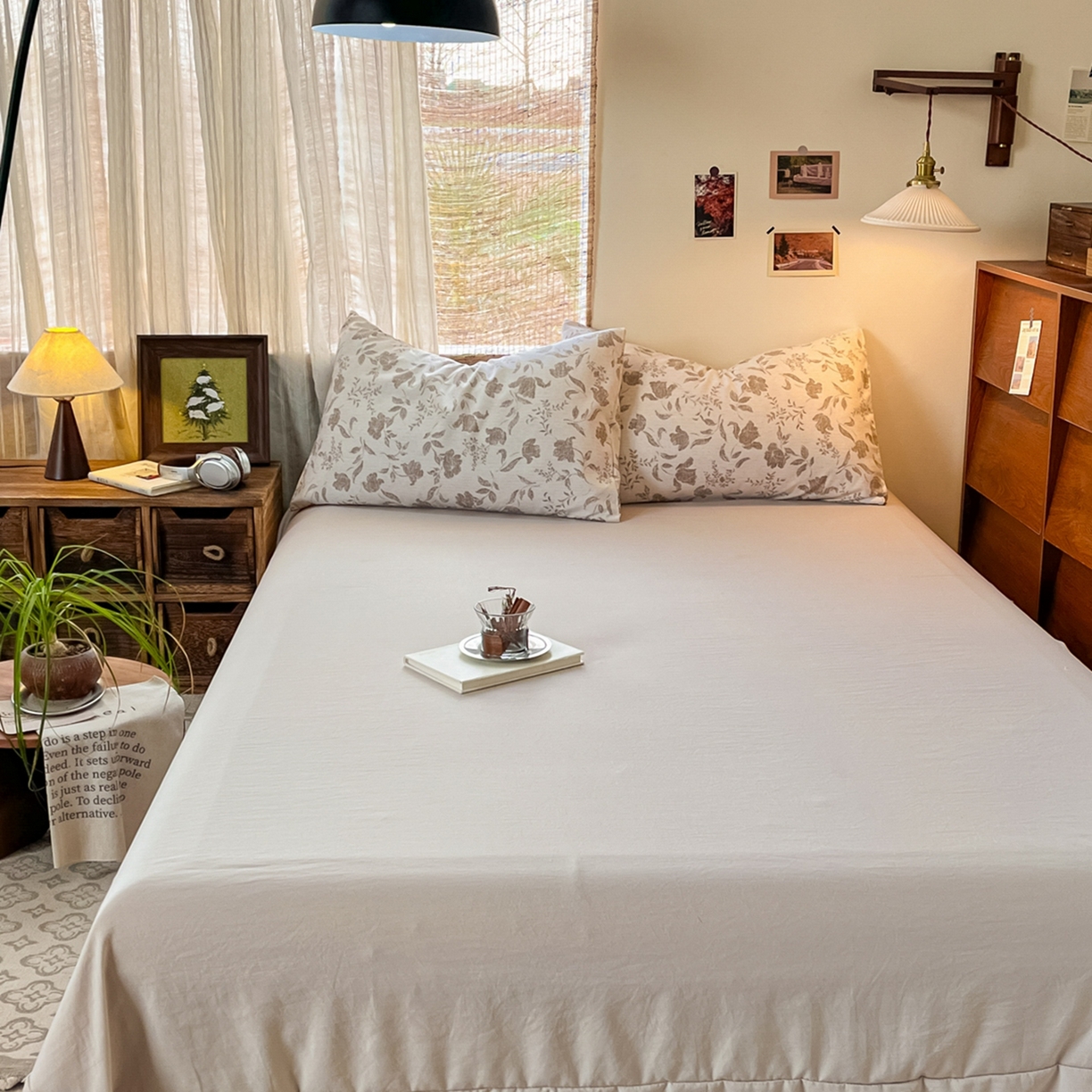 91家纺网 家纺一手货源 找家纺 金梦拉家纺 2026新款色织棉麻棉纱小露麻四件套 枕边书