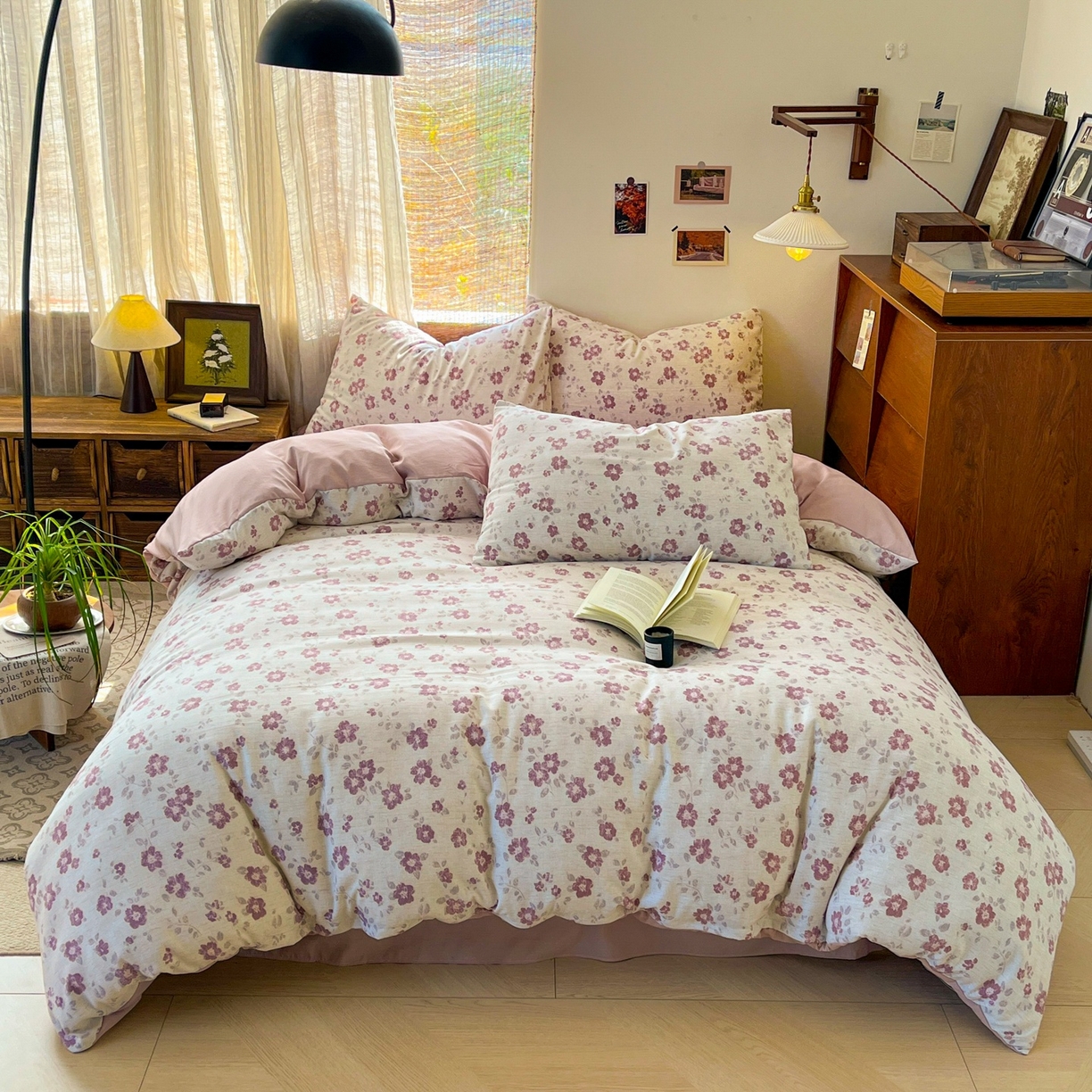 91家纺网 家纺一手货源 找家纺 金梦拉家纺 2026新款色织棉麻棉纱小露麻四件套 纸月