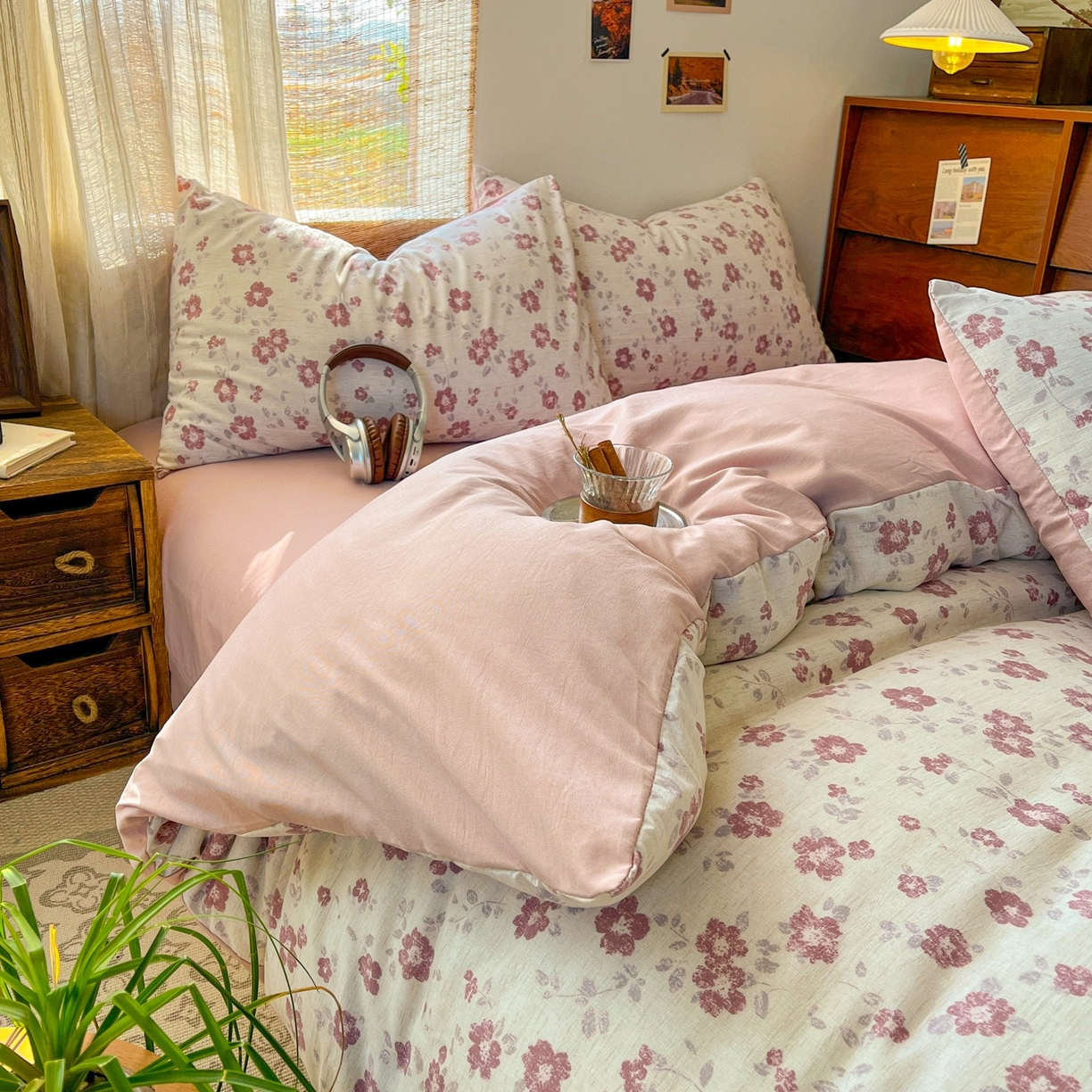 91家纺网 家纺一手货源 找家纺 金梦拉家纺 2026新款色织棉麻棉纱小露麻四件套 纸月