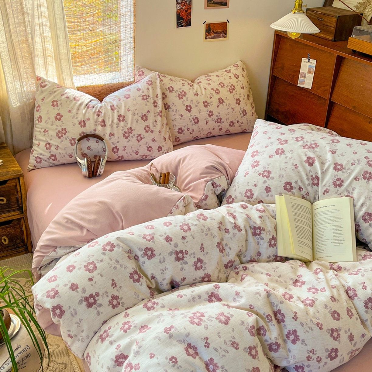 91家纺网 家纺一手货源 找家纺 金梦拉家纺 2026新款色织棉麻棉纱小露麻四件套 纸月