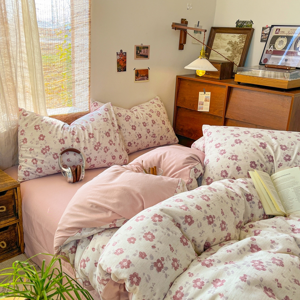 91家纺网 家纺一手货源 找家纺 金梦拉家纺 2026新款色织棉麻棉纱小露麻四件套 纸月