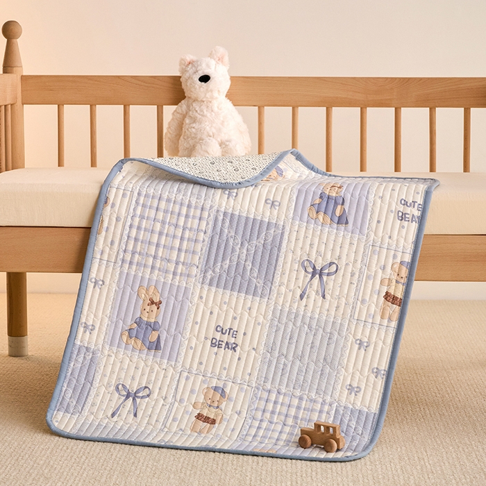 X猫先生 2026新款全棉防水床垫婴童隔尿垫姨隔脏垫姨妈垫护理垫 蓝格童话（FS）
