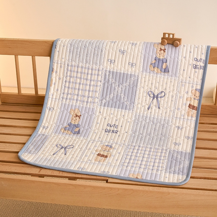 91家纺网 家纺一手货源 找家纺 X猫先生 2026新款全棉防水床垫婴童隔尿垫姨隔脏垫姨妈垫护理垫 蓝格童话（FS）