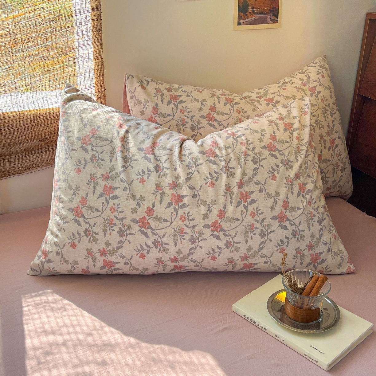 91家纺网 家纺一手货源 找家纺 金梦拉家纺 2026新款色织棉麻棉纱小露麻四件套 醉春烟