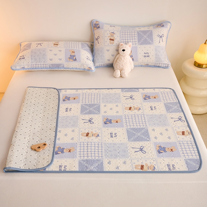 91家纺网 家纺一手货源 找家纺 X猫先生 2026新款全棉防水床垫婴童隔尿垫姨隔脏垫姨妈垫护理垫 蓝格童话（FS）