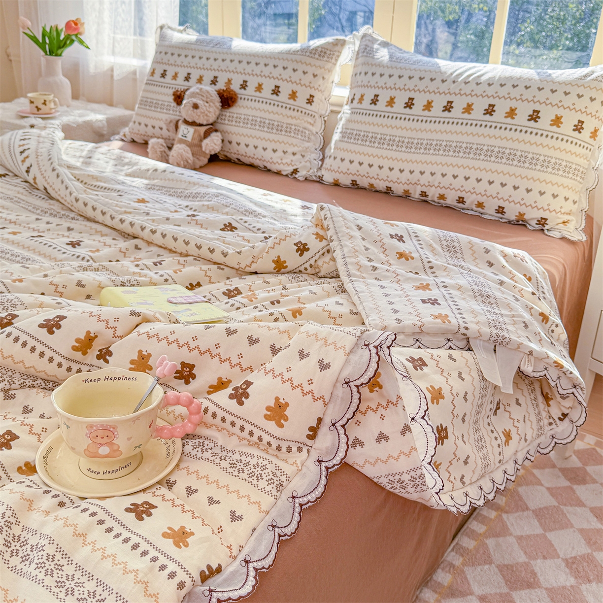 91家纺网 家纺一手货源 找家纺 （总）被窝家纺 2026新款全棉纯棉有氧双层纱多功能夏被夏凉被空调被四件套