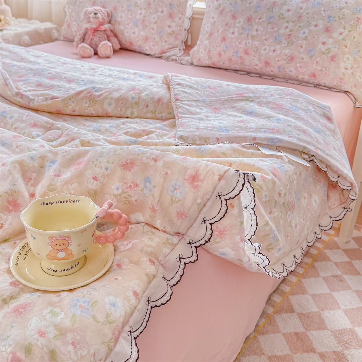 91家纺网 家纺一手货源 找家纺 （总）被窝家纺 2026新款全棉纯棉有氧双层纱多功能夏被夏凉被空调被四件套