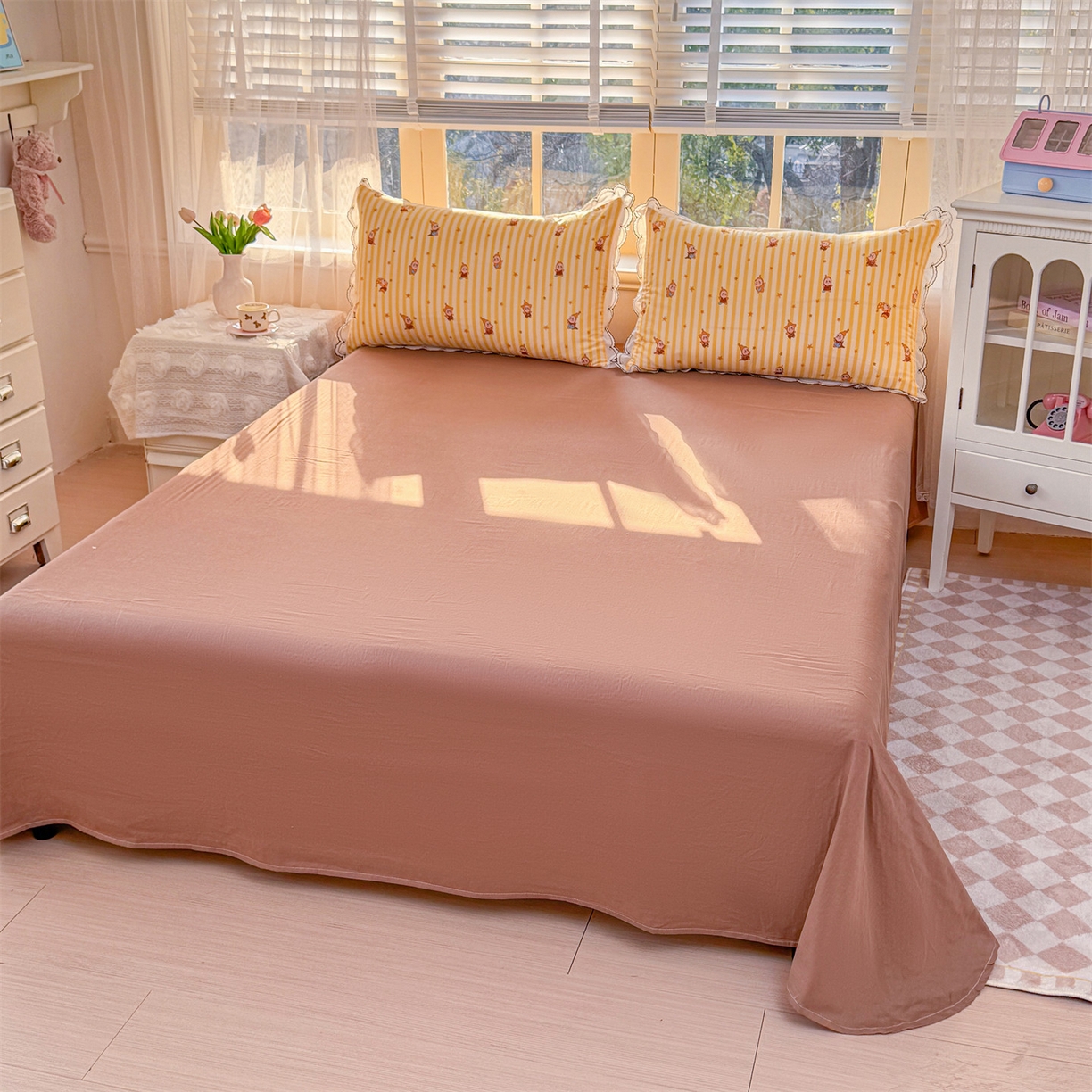 91家纺网 家纺一手货源 找家纺 被窝家纺 2026新款全棉纯棉有氧双层纱多功能夏被夏凉被空调被四件套 萌星