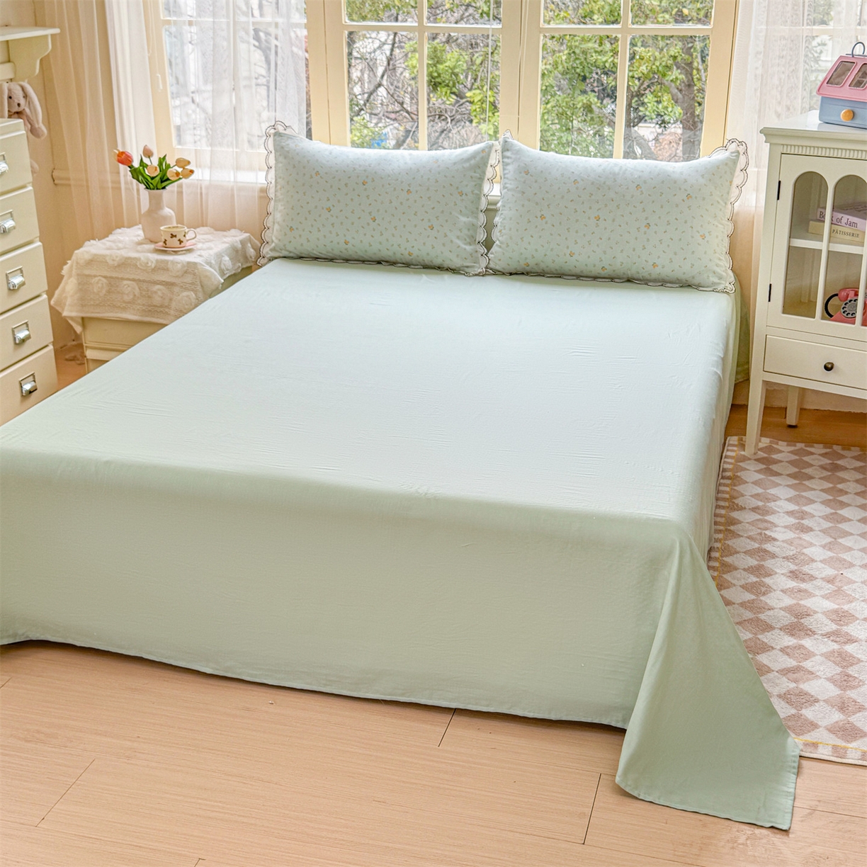 91家纺网 家纺一手货源 找家纺 被窝家纺 2026新款全棉纯棉有氧双层纱多功能夏被夏凉被空调被四件套 柠檬花