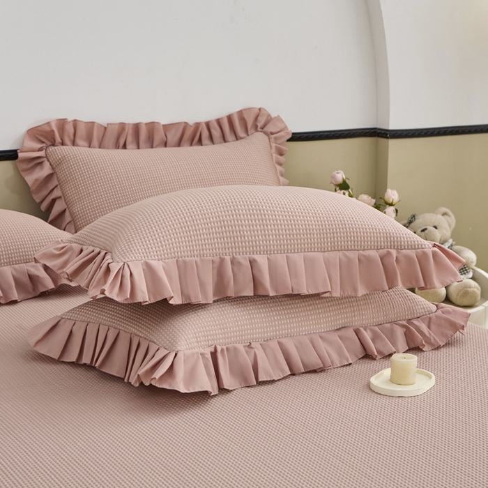 91家纺网 家纺一手货源 找家纺 能好家纺 2026春夏新款华夫格pe豆豆席凉席席子 豆沙