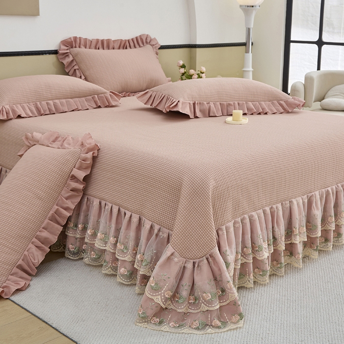 能好家纺 2026春夏新款华夫格pe豆豆席凉席席子 豆沙