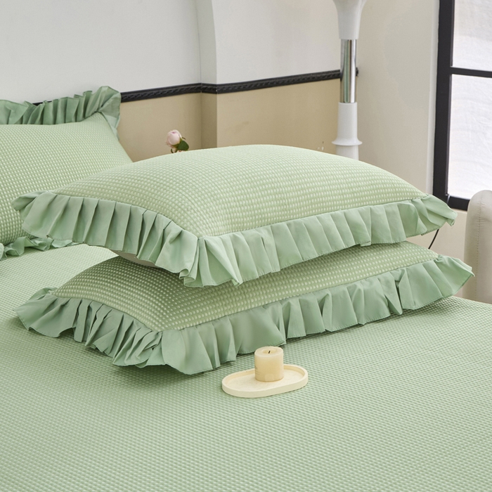 91家纺网 家纺一手货源 找家纺 能好家纺 2026春夏新款华夫格pe豆豆席凉席席子 绿