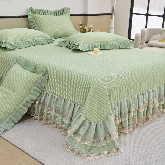 能好家纺 2026春夏新款华夫格pe豆豆席凉席席子 绿