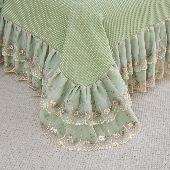 91家纺网 家纺一手货源 找家纺 能好家纺 2026春夏新款华夫格pe豆豆席凉席席子 绿