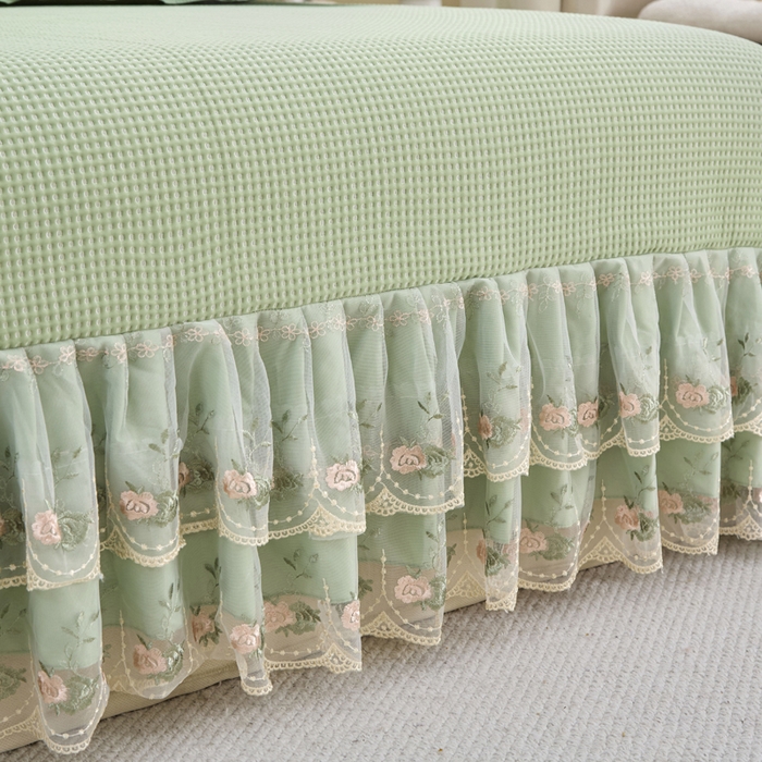 91家纺网 家纺一手货源 找家纺 能好家纺 2026春夏新款华夫格pe豆豆席凉席席子 绿