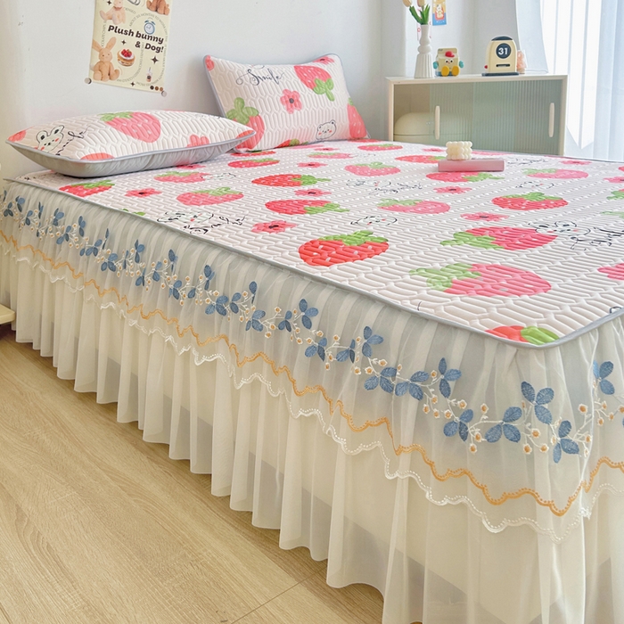 91家纺网 家纺一手货源 找家纺 （总）能好家纺 2026春夏新款小清新乳胶床裙款凉席席子