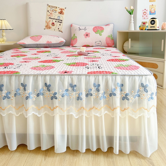 91家纺网 家纺一手货源 找家纺 （总）能好家纺 2026春夏新款小清新乳胶床裙款凉席席子