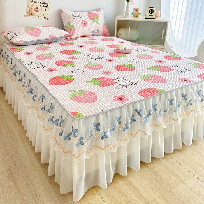 91家纺网 家纺一手货源 找家纺 （总）能好家纺 2026春夏新款小清新乳胶床裙款凉席席子