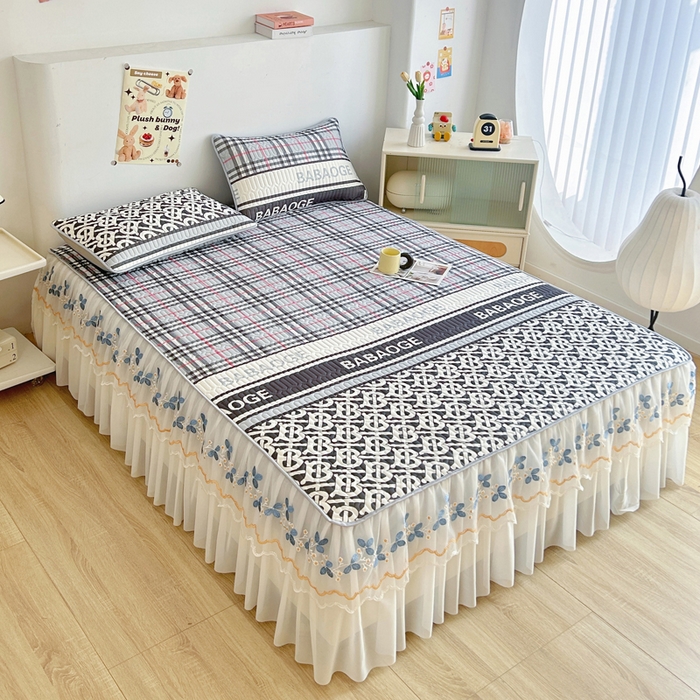 91家纺网 家纺一手货源 找家纺 能好家纺 2026春夏新款小清新乳胶床裙款凉席席子 潮牌